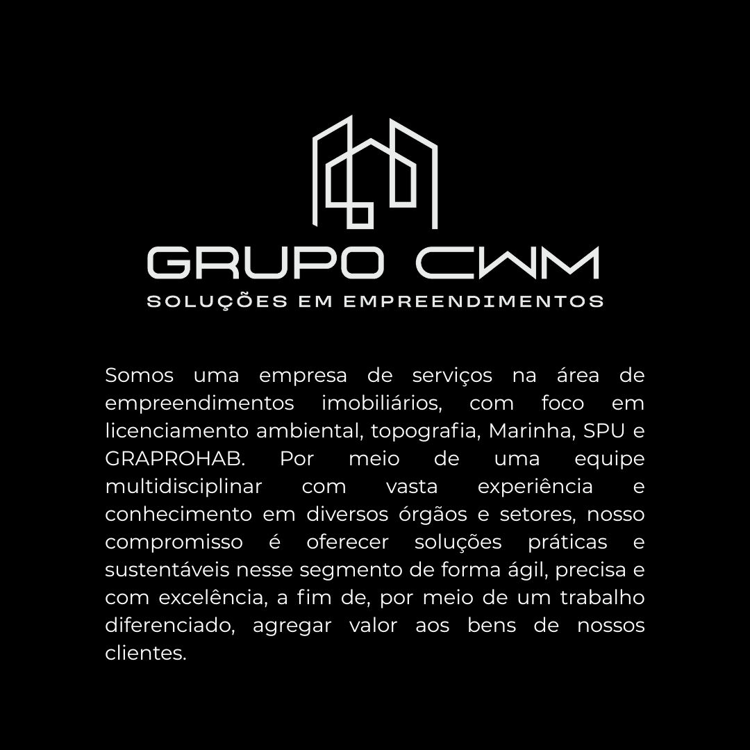 Somos uma empresa de serviços na área de empreendimentos imobiliários, com foco em licenciamento ambiental, topografia, Marinha, SPU e GRAPROHAB. Por meio de uma equipe multidisciplinar com vasta .png